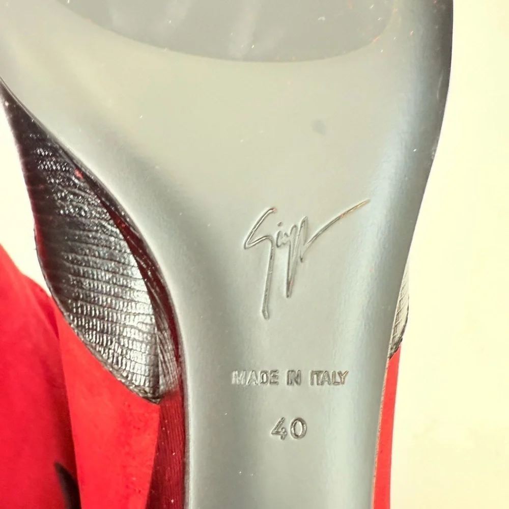Giuseppe Zanotti Mascolina 30 Tubo Red Suede Black Leather cowboy Boots EU 40